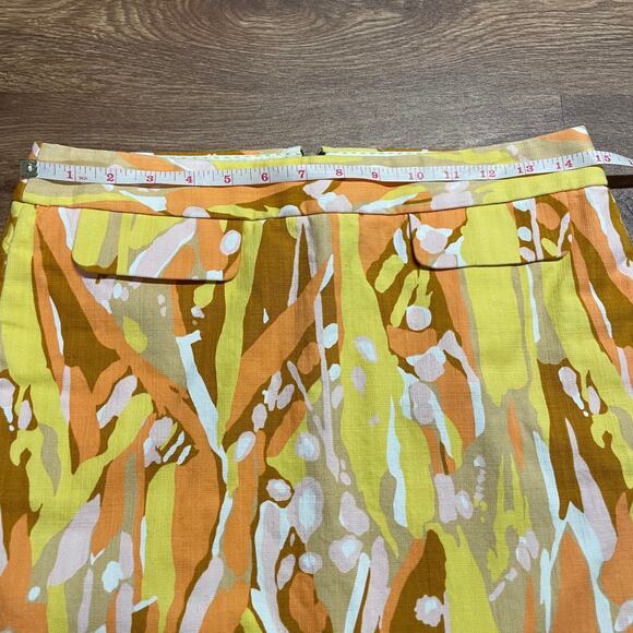 J.Crew Bright Summer Mini Skirt Womens Size 2 Yellow Orange Stretch Cotton - Picture 5 of 7